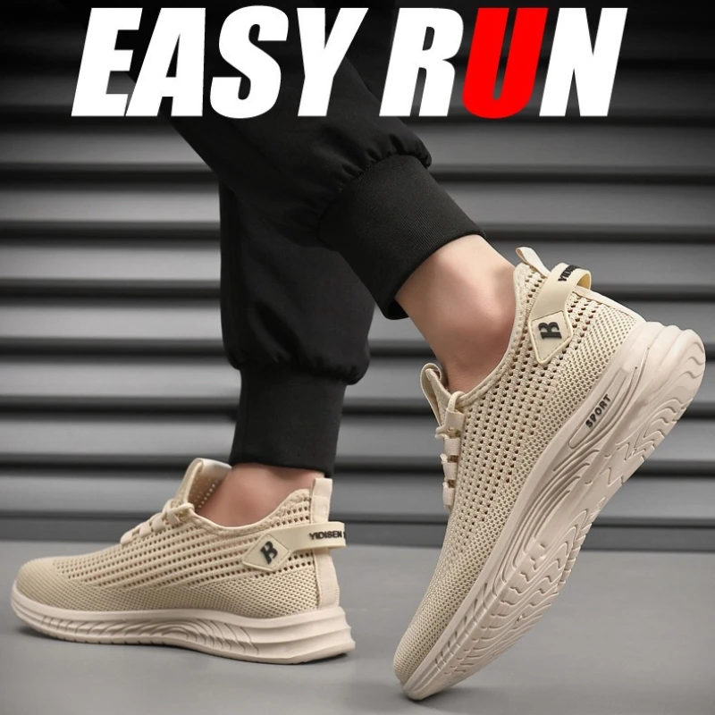 Men Mesh Knit Running Sneakers - Shock Absorbing Gym Trainers ulasan dan harga